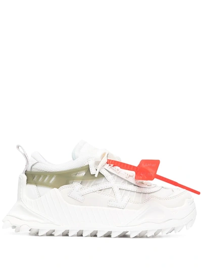 Off-white Odsy-1000 Leather Chunky-heel Sneakers In White,green,grey