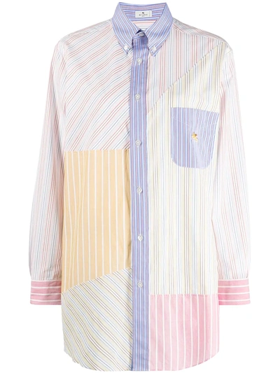 Etro Patchwork Pinstriped Shirt In Pink