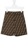 Fendi Ff-motif Shorts In Neutrals