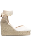 Castañer White Canvas Chiara Wedges