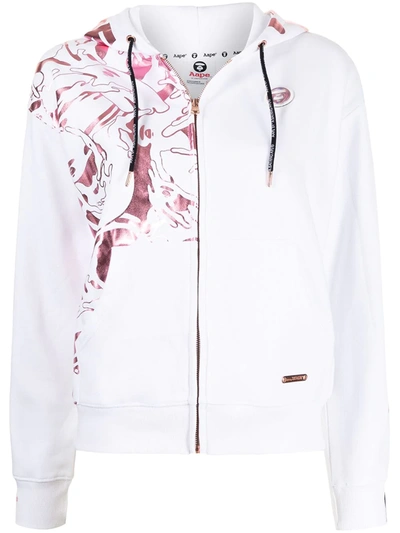 Aape By A Bathing Ape Graphic-print Zip-up Hoodie In White