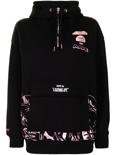 Aape By A Bathing Ape Graphic-print Zip-up Hoodie In Black