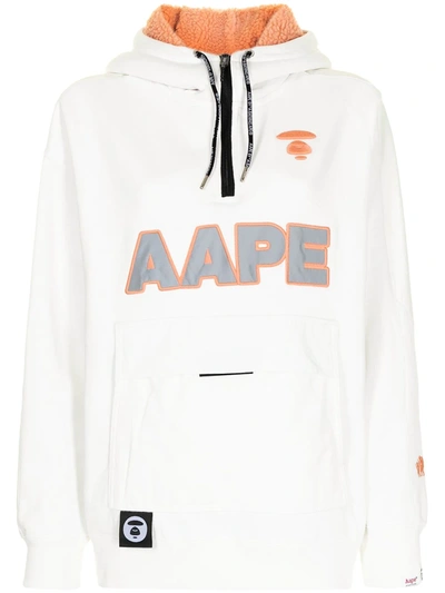 Aape By A Bathing Ape Logo刺绣拉链连帽衫 In White