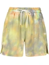 Msgm Tie-dyed French Cotton-terry Shorts In Yellow