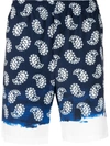 Msgm Paisley-print Knee-length Shorts In Blue