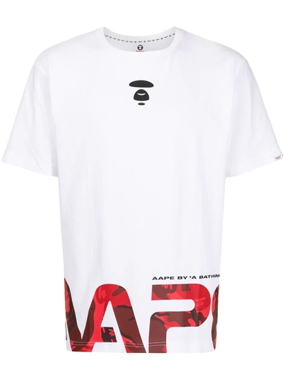 Aape By A Bathing Ape Camouflage Logo-print Cotton T-shirt In White