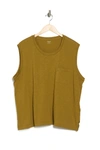 Madewell Pocket Slub Muscle Tank Top In Spiced Olive