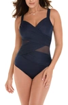 Miraclesuit Network Madero Crossover One-piece Swimsuit In Midnght Blue