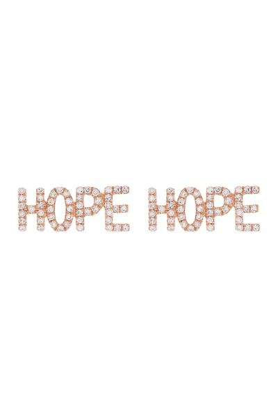 Ef Collection 14k Rose Gold Pave Diamond 'hope' Single Stud Earring
