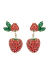 Eye Candy Los Angeles Strawberry Summer Pave Crystal Drop Earrings In Red