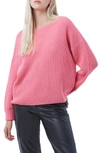 French Connection Millie Mozart Waffle Knit Sweater In Bright Desert Rose