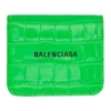 BALENCIAGA GREEN CROC FLAP CASH CARD HOLDER