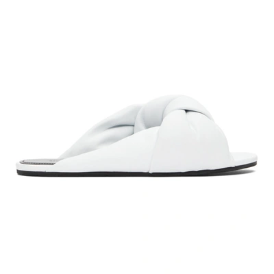 Balenciaga Drapy Knotted Leather Sandals In White