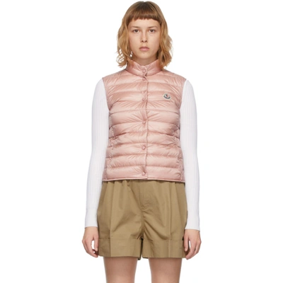 Moncler Liane Quilted Down Puffer Waistcoat In Pink