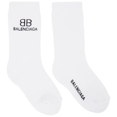 Balenciaga Cotton Socks With Contrasting Logo In White