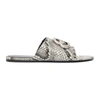 BALENCIAGA GREY SNAKE OVAL BB SANDALS