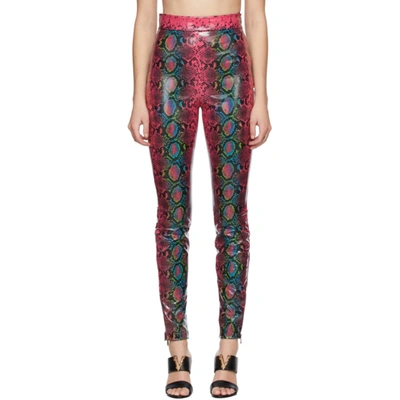 Versace Pink Snake Legging Trousers In 5l020 Pink