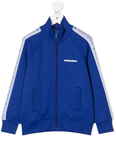 Dsquared2 Kids' Logo-trim Jacket In Blue