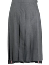 Thom Browne Medium Grey School Uniform Plain Weave Below-the-knee Pleated Skirt In Grau