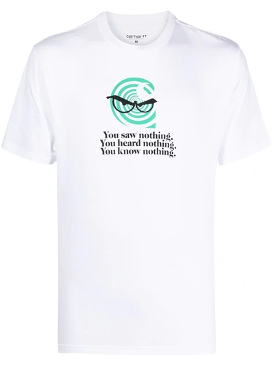 Carhartt Slogan-print Organic Cotton T-shirt In White