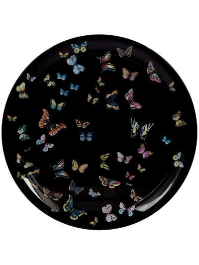 Fornasetti Butterfly Printed Tray In Black