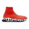 Balenciaga Speed Lt Graffiti High-top Sneaker Red And White In Red/white