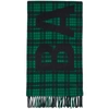 BALENCIAGA GREEN & BLACK TARTAN GIANT LOGO SCARF