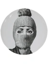 Fornasetti Balaclava Woman Print Plate In Black ,white