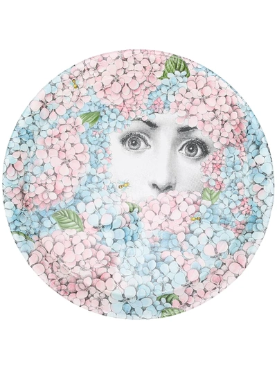 Fornasetti Ortensia Floral Tray In Blue