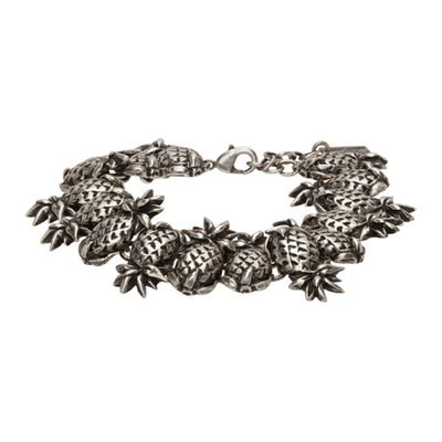 Saint Laurent Silver Pineapple Link Bracelet In 8142 Brass