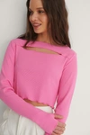TRENDYOL CUT OUT DETAIL TOP - PINK