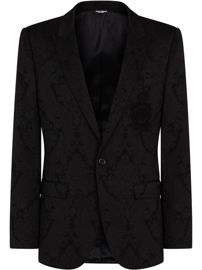 Dolce & Gabbana Floral Jacquard Martini-fit Suit In Black