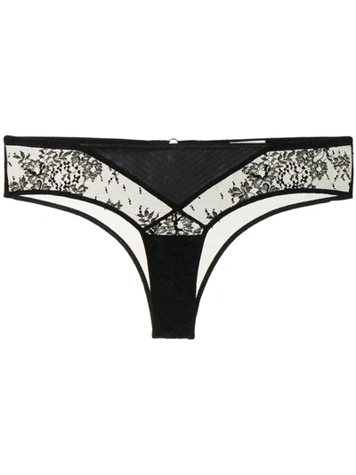 Fleur Du Mal Floral-embroidered Vegan Leather Thongs In Black