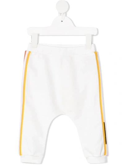 Fendi Babies' Logo条纹运动裤 In White