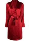 La Perla Silk Long-sleeve Short Robe In Red