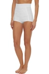 Dolce & Gabbana Lace-paneled Stretch-mesh High-rise Briefs In White