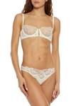 LA PERLA AMBRA STRETCH-CORDED LACE AND JERSEY LOW-RISE THONG,3074457345625003684
