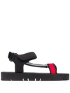 MARNI LOGO TAB TOUCH STRAP SANDALS