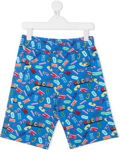 Moschino Kids' Logo-print Track Trousers In Blue