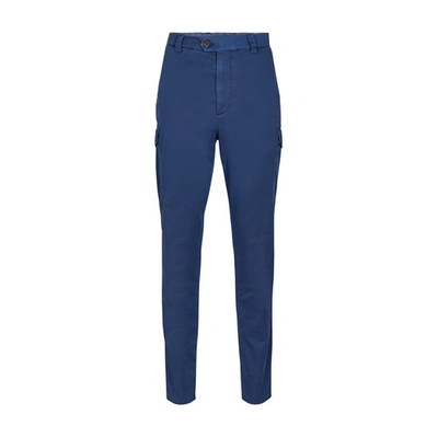 Brunello Cucinelli Slim-fit Cotton-blend Twill Cargo Trousers In Blue