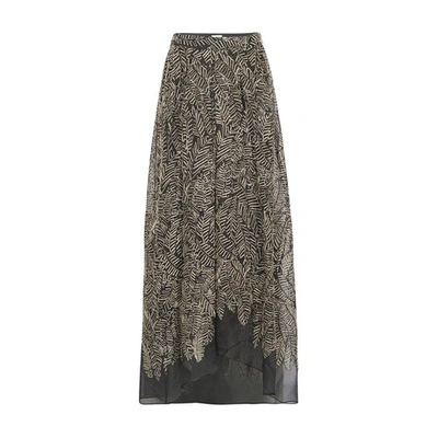 Brunello Cucinelli Sequin-embellished Embroidered Silk-chiffon Maxi Skirt In Black