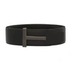Tom Ford T Logo-buckle Reversible Leather Belt In Black