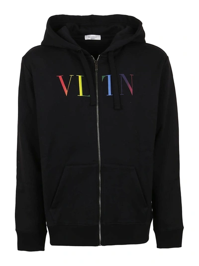 Valentino Logo-print Long-sleeve Hoodie In Black
