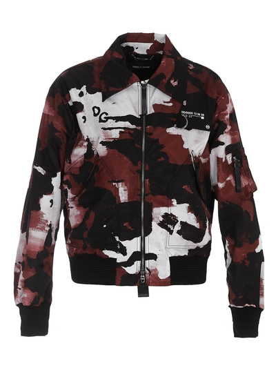 Dolce & Gabbana Camouflage Nylon Bomber Jacket In Multicolour