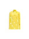 Prada Openwork High Neck Viscose Sweater In Yellow