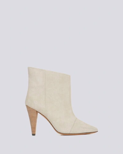 Iro Imanol Pointed Toe Ankle Suede Boots In Ecru