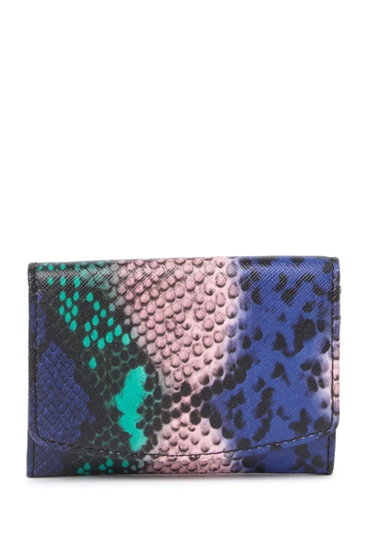 14th & Union Cami Saffiano Leather Cardholder In Pink Zephyr Snake