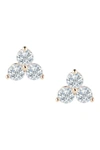 Cz By Kenneth Jay Lane Triple Round Cz Pyramid Stud Earrings In Clear-gold