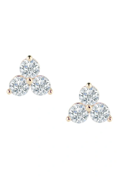 Cz By Kenneth Jay Lane Triple Round Cz Pyramid Stud Earrings In Clear-gold