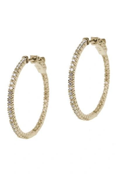 Cz By Kenneth Jay Lane Pave Cz 25mm Inside Out Hoop Earrings In Clear-gold